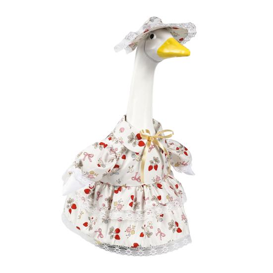 Yousheng Spring Flower Porch Goose Outfit for 23 Inch Goose Statue Wildflower/Strawberry Goose Clothes Dress And Hat Set for Outdoor Garden Yard Lawn