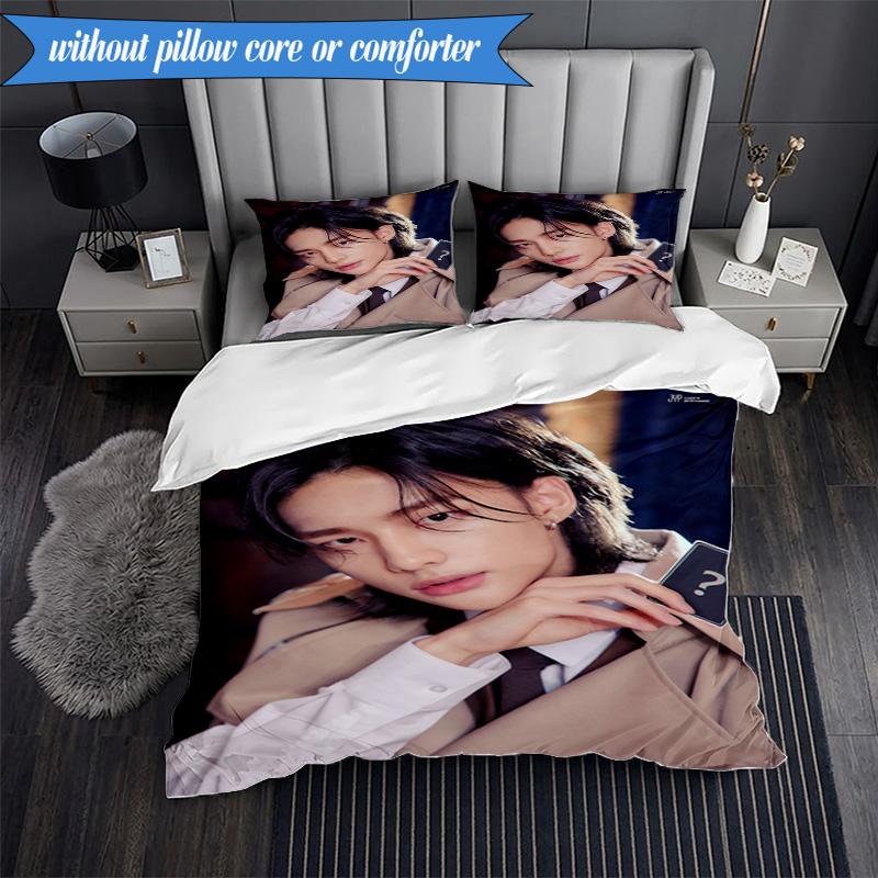 K-pop Group Stray 3pcs K-pop Music Group Bedding set,Ideal for Bedroom, Dormitory,Including Duvet Cover And 2pcs Pillowcases,Fan Gifts
