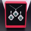 Diamond Inlaid Emerald Earrings Necklace Accessory Set Fashionable Light Luxury Colorful Pendant Womens First Piece