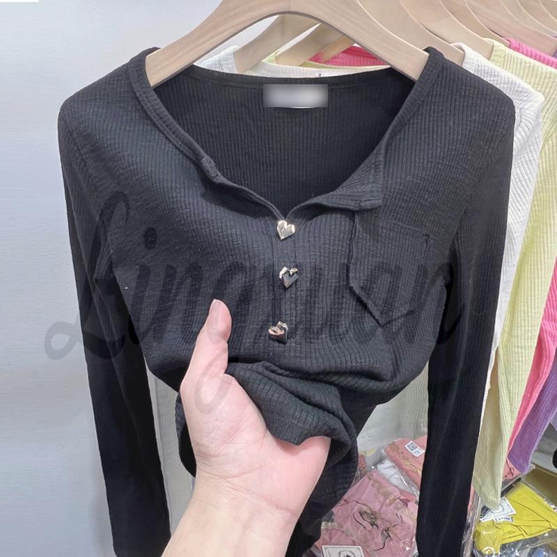 2026 Women’s Versatile V-Neck Slimming Long-Sleeve Top – Chic & Stylish M чёрный
