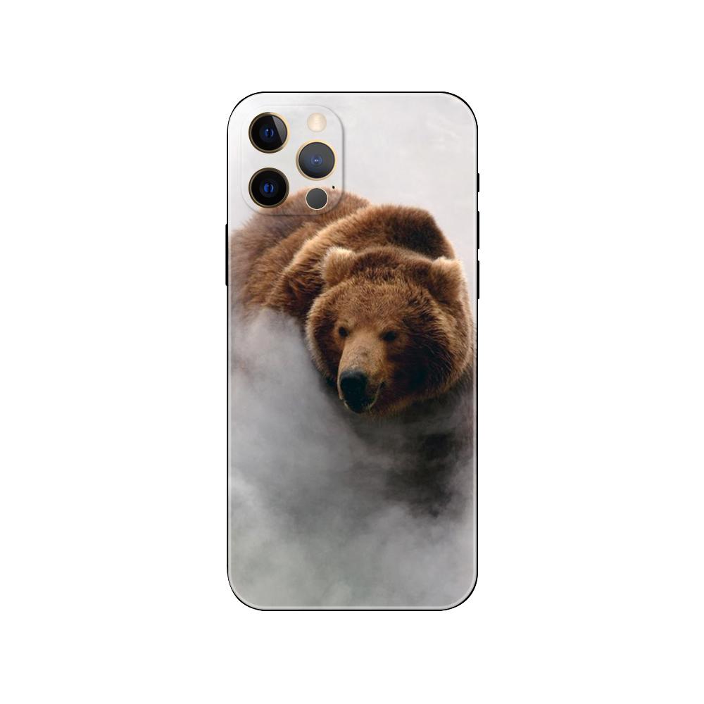 Die Flagge von Russland Bär Telefonhülle für iPhone 5 5s 2020se 6 6s 7 8 plus x 10 XR XS 11 12 13 mini pro MAX schwarze TPU-Rückseite