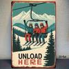 Vintage Ski Lift Tin Sign, Distressed Retro 8x12 Wall Art for Home Bar Decor