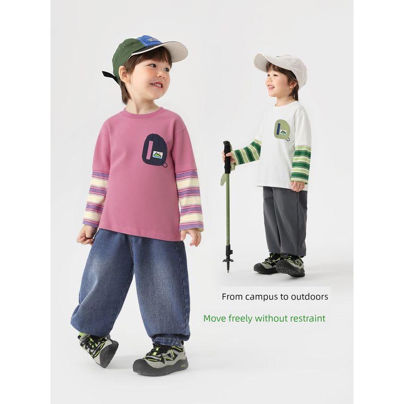 Right European Style Boys' Faux Two-Piece Long-Sleeve T-Shirt 2026 Spring New Spring and Autumn Outfit for Babies and Children, Thin Base Layer