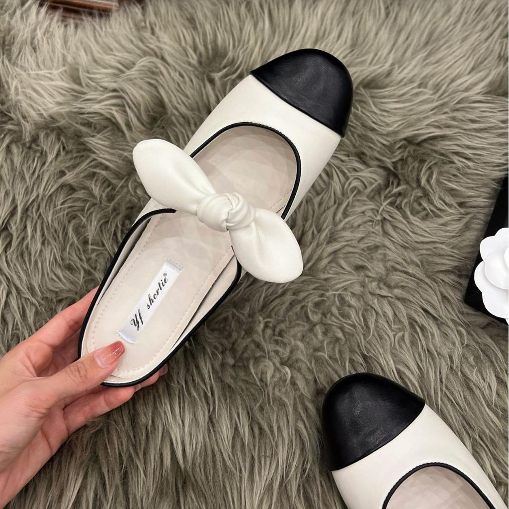 Schafsleder-Version~ Xiaoxiangfeng Mary Jane Schuhe mit runder Spitze und Schleife für Damen, neue kleine Innenhöhenerhöhung, Ballerina-Einzelschuhe für Damen