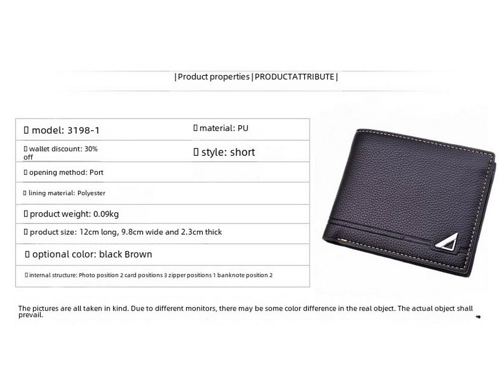 Nowy Portfel Męski Krótki – Stylowy, Miękki Wzór Liczi, Duża Pojemność, Wiele Przegródek na Karty.