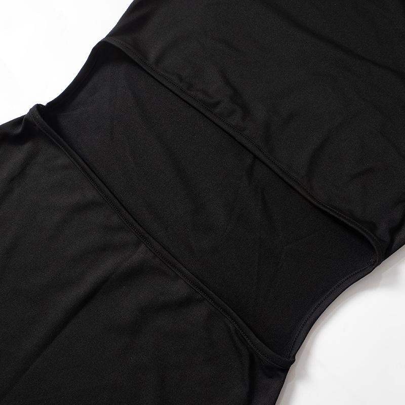 GMXIA Women's Summer Solid Color Wide Halter Square Neck Hollowed-out Backpack Hip Slim-fit Dress