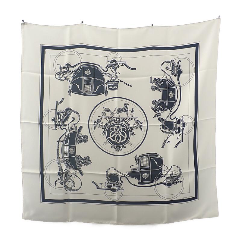 HERMES   scarf white/black silk Women