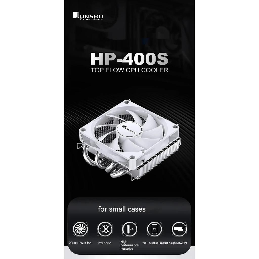Jonsbo HP400S CPU Cooler 4Heatpips Down Pressure Air Cooling Radiator 90mm 4Pin PWM Fan LGA115x/1200/1700 AM4 AM5 ITX Small Case