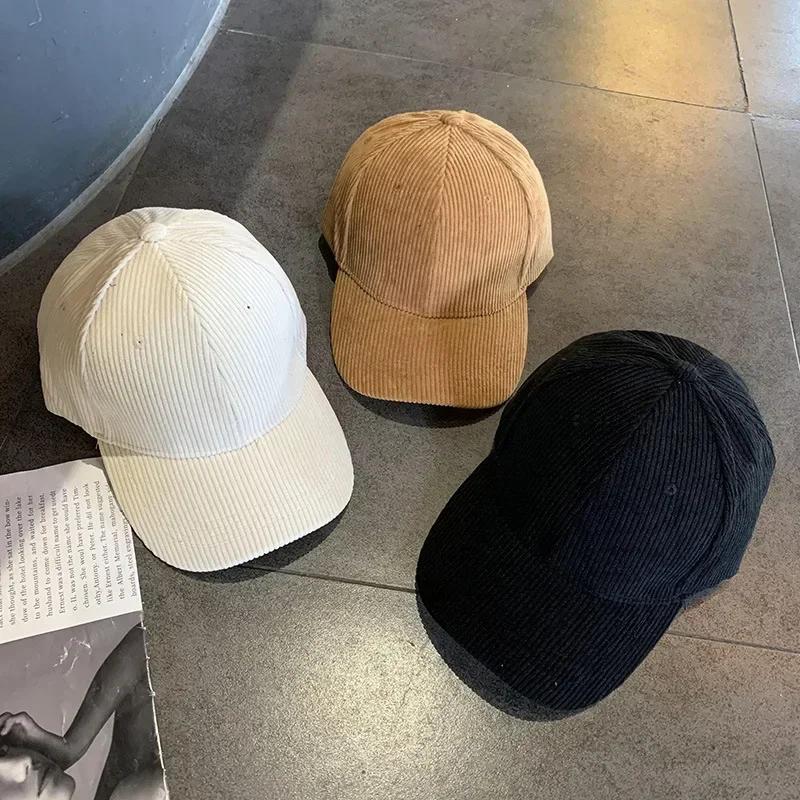 Men Corduroy Baseball Cap Women Spring Summer Embroidery Baseball Hat Men Outdoor Adjustable Sun Hat Vacation Casquette Gorras