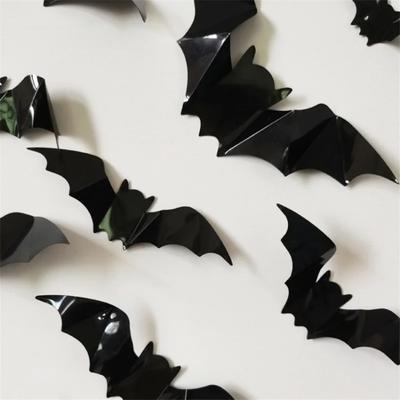 16 ks halloween 3D černé samolepky na zeď s netopýrem odnímatelné halloweenské samolepky na zeď, halloweenské dekorace na párty, hororové samolepky s netopýry