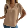 Frühling Sommer Frauen V-Ausschnitt Spitze solide Top Temperament Kurzarm Chiffon Shirt Blusen