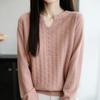 Navava Women Button Point Split Neck Long Sleeve Knit Tee Nk3322