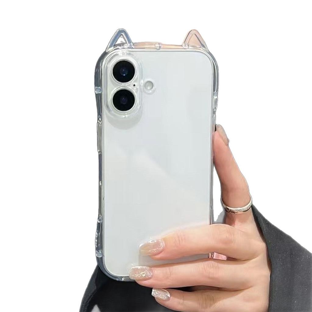 Cat Ear Protective Case Creative Summer for IPhone15pm Anti-fall All-Inclusive Airbag Personality for Apple Phone Case