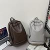 Backpack Large Capacity Soft Leather Versatile PU Bag Korean Style College Student Backpack Reinforced Hard Bottom