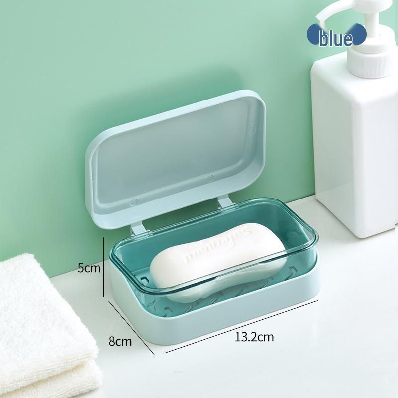 

Creative Flip-Top Soap Dish with Lid: Draining, Punch-Free Soap Holder for Bathroom and Laundry