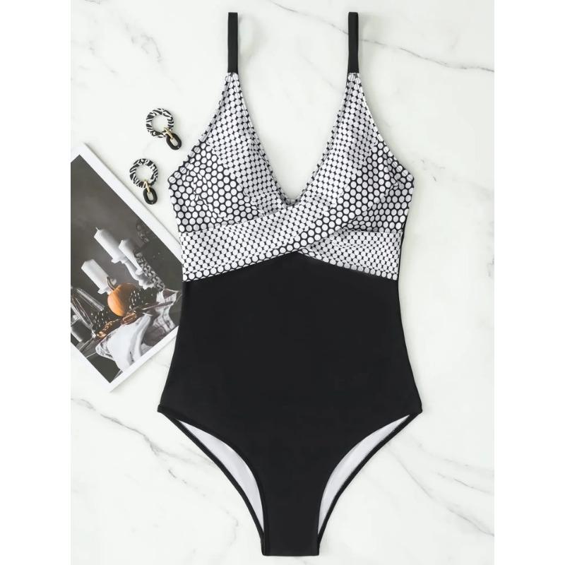 2025 Swimming Suit for Women One Piece Swimsuit Plus Size Swimwear Sexy Deep V-neck Bodysuit Bikini Thong Monokini Bathing Suit