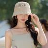 Breathable Knitted Bucket Hat Hollow Out Sun Protection Cap Elegant Sunshade Basin Cap  Vacation