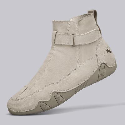 Herenlaarzen in grote maten met zijrits en hoge schacht voor casual buitenkleding, handgenaaide leren laarzen