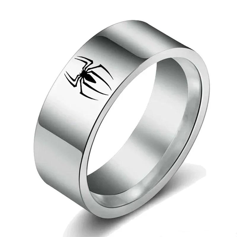 

8MM Wide Stainless Steel Spider Ring For Men Women Finger Rings 2026 Hip Hop Punk Jewelry Birthday Gift for Halloween Friend 6 серебряный