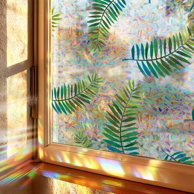 Lasergedruckte Dekorative Statische Haftfolien mit Tropischem Laub für Wohnzimmer-Glastüren und Fenster