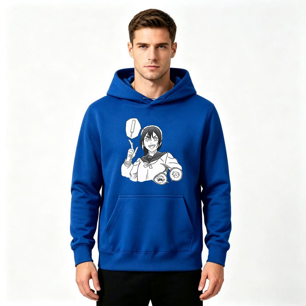 Men Cartoon Anime Pattern Print Pullover Hoodie Casual Long Sleeve Sweatshirt for Daily Wear