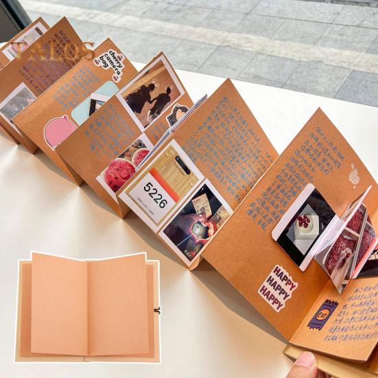 Harmonikové fotoalbum Natahovací kraftový papír Scrapbook Skládací DIY suvenýr Kniha Scrapbook Album Dárek ke svatebním narozeninám promoce