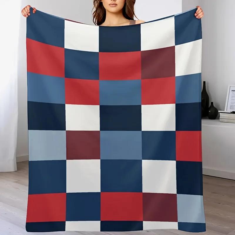 

1pc Multicolor Plaid Flannel printed blanket suitable for all seasons suitable for living room office sofa and travel 75x100cm