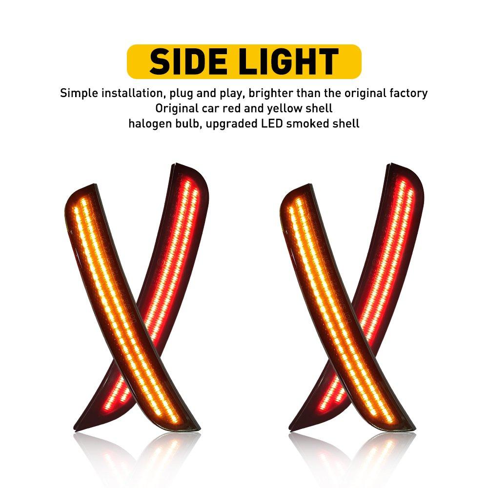 4PCS For 2015-2021 Chrysler 300 Smoked LED Side Marker Light Front Rear Lamp Double Row Lamp Bead