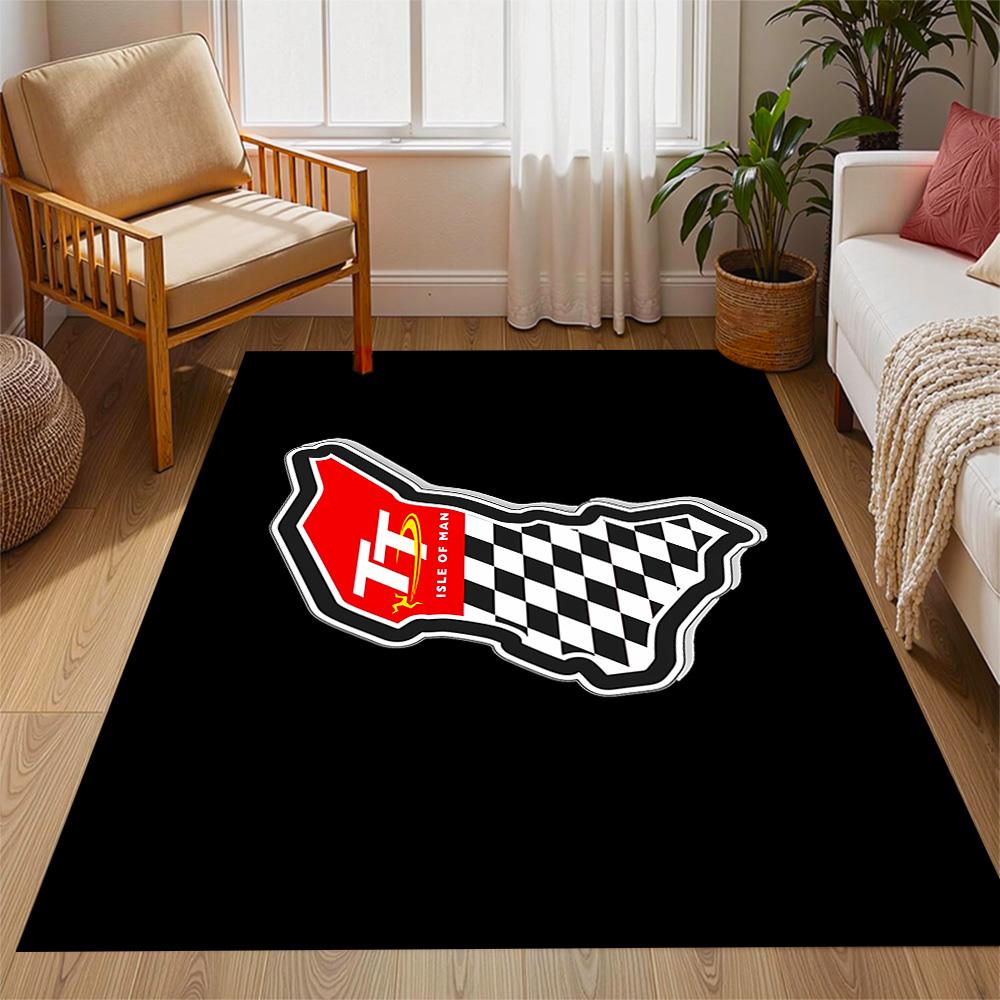 Isle Of Man Tt Course Map Themed Anti-Slip Rugs - Polyester Home Decor, Suitable for Bedrooms, Living Rooms, Doorways, Studios, and Decorations