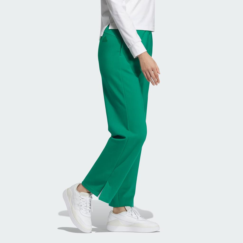 Adidas Verbiage Doubleknit Badge Embellished Hem Slit Detail Straight-Leg Knit Joggers Women Bottoms Green JE3614
