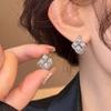 2024 New Style Women's Gold Cubic Zirconia Square Earrings - Light Luxury, Simple, Versatile Studs