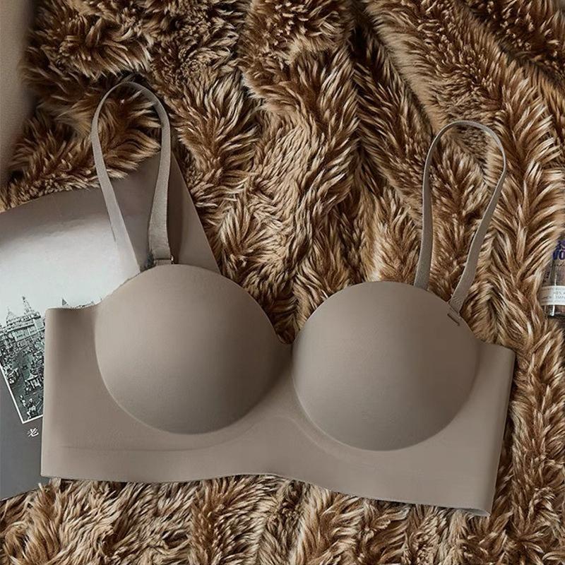 Female Summer Thin Model Without Trace Beauty Back Sexy Gather Small Bosom Prevent Drooping Collect Assistant Milk Half Cup Underwear