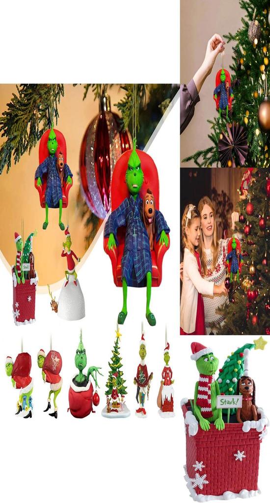 Cartoon Style Green Monster Christmas Tree Hanging Ornament For Home And Car