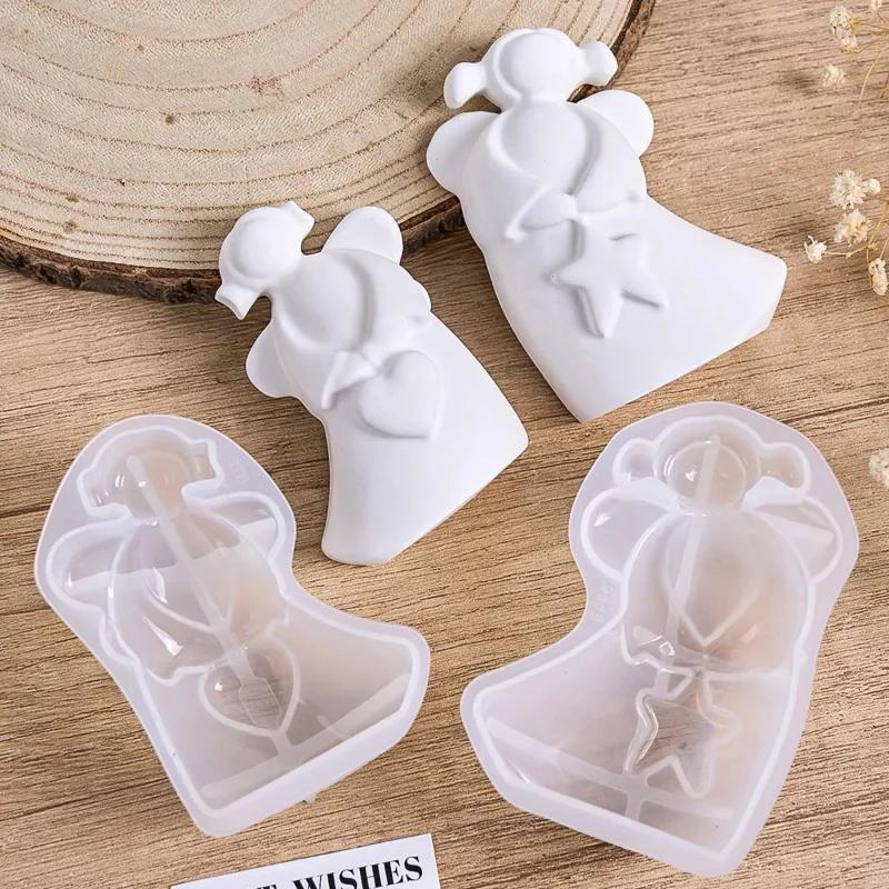 Top Quality Heart Star Angel Silicone Candle Mold DIY Wings Girl Aromatherapy Gypsum Casting Molds Soap Plaster Resin Making