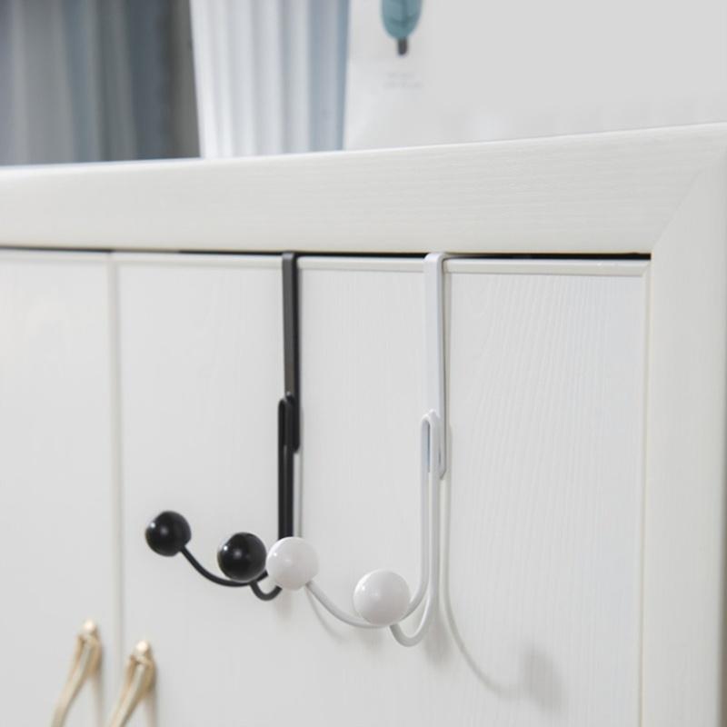 Double Hanger Hooks Over The Door Free Punching For Hanging Hats Bags Holder Tie Scarf Key Hook Clothes Coats Rack Towel Shelf