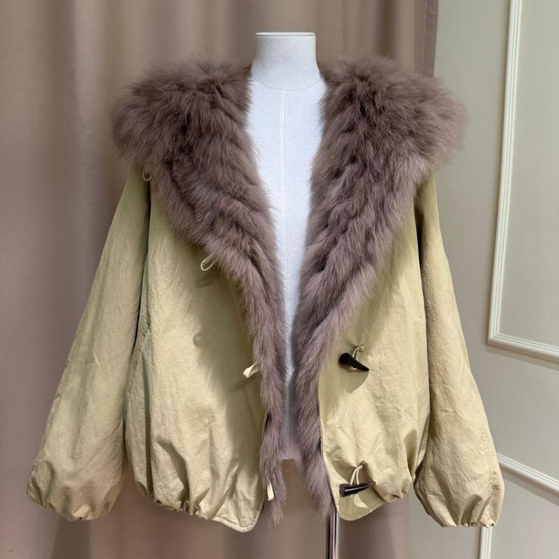 Real Shot, Glacier Pie Overcomes Hooded Jacket, Women's Short Goose Down Jacket, Real Fur Fox Fur Coat