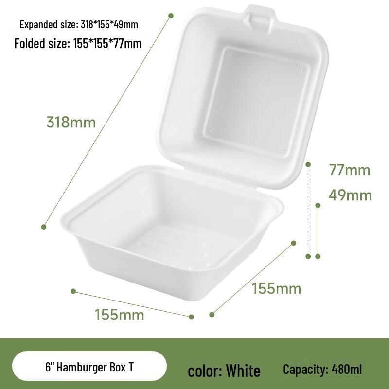 COFLYEE Biodegradable Disposable Hamburger & Takeaway Boxes