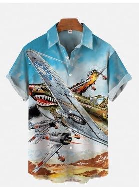 Fighter Series 1D Digital Printing Men's Hawaiian Shirt Short Sleeve Wholesale
