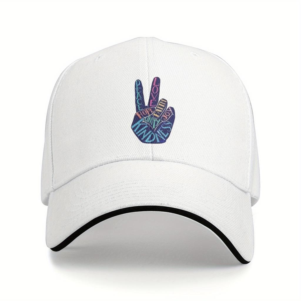 Peace Love Kindness Graphic Baseball Cap Polyester Adjustable Outdoor Unisex Adult Sports Cap
