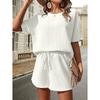 round Neck T-shirt Loose Shorts Set Pure Color Crew Neck T-shirt Loose Shorts Suit