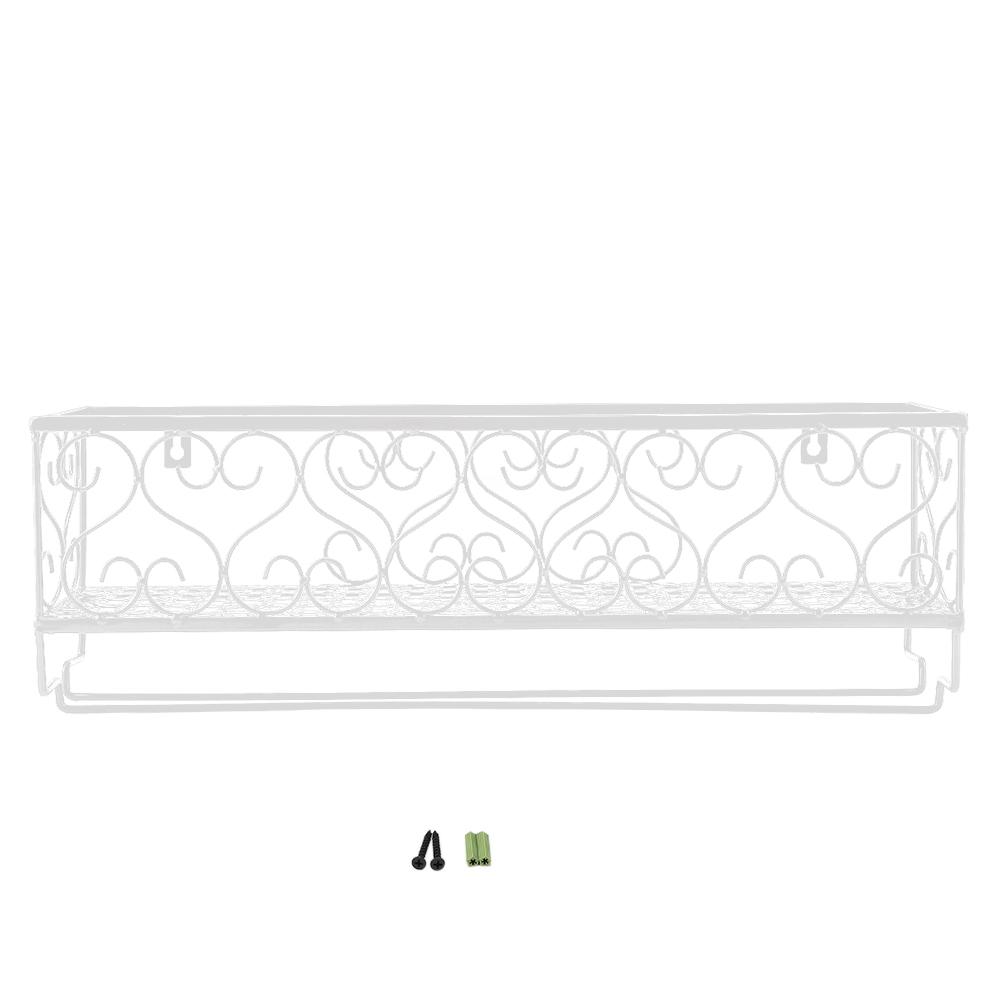 Wall Mount Metal Wine Rack Bottle Champagne Glass Holder Storage Bar Accessory with Shelf White