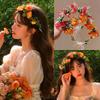Mode Damen Hochzeits Blumen Stirnband Durchmesser 18cm Mehrere Stile Bohemia Blumenkranz Party Braut Girlande