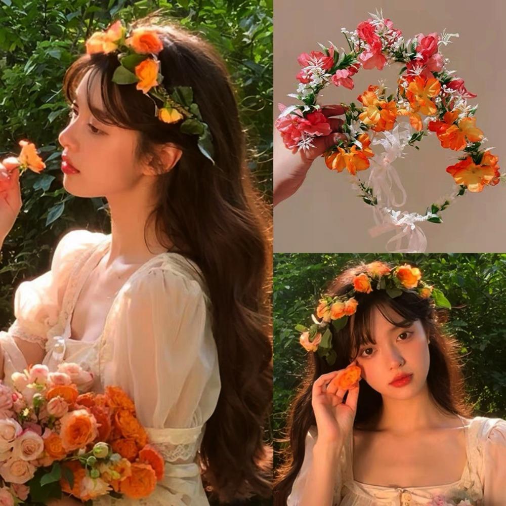Mode Damen Hochzeits Blumen Stirnband Durchmesser 18cm Mehrere Stile Bohemia Blumenkranz Party Braut Girlande