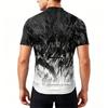 Men's Crew Neck Printed Cycling Jersey Short Sleeve Zip Front Breathable Quick Dry Sports Top for Outdoor Activities