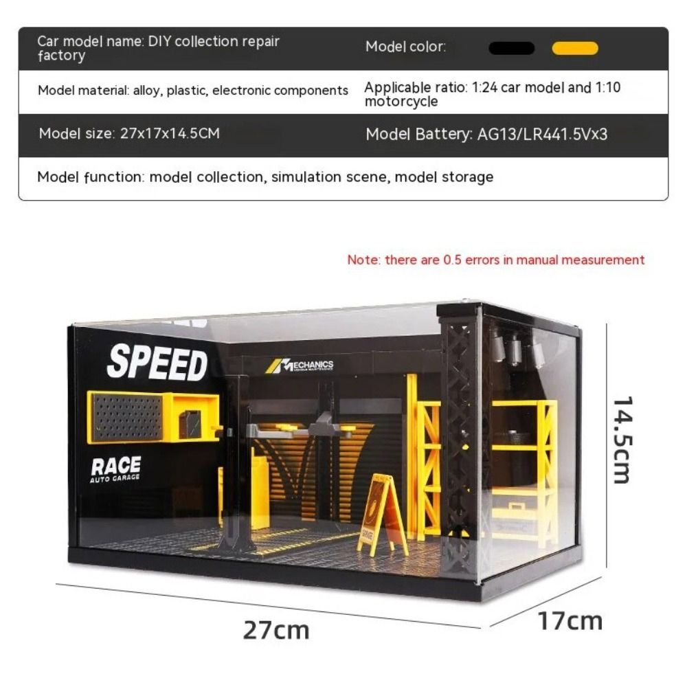 DlY Scene Car Garage Model Diecast Zinc Zinc Alloy Car Model Display Lighting Parking Lot  Assembly Toy