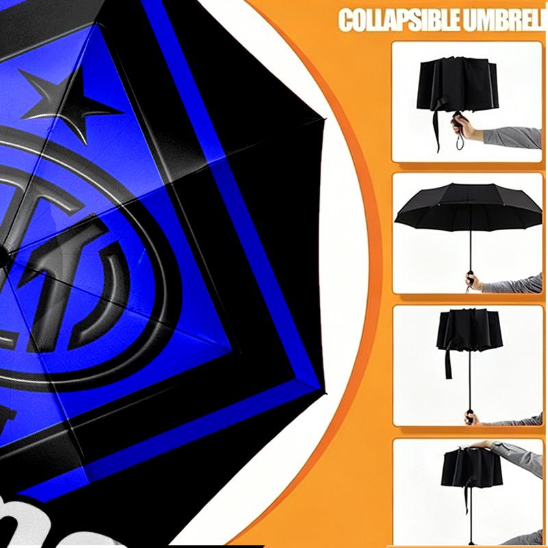 Custom Name Personalized Manchester City FC Print Umbrella, Auto Open Close, 8‑Rib Sturdy Frame, Commute Camping Hiking Use, Birthday Gift