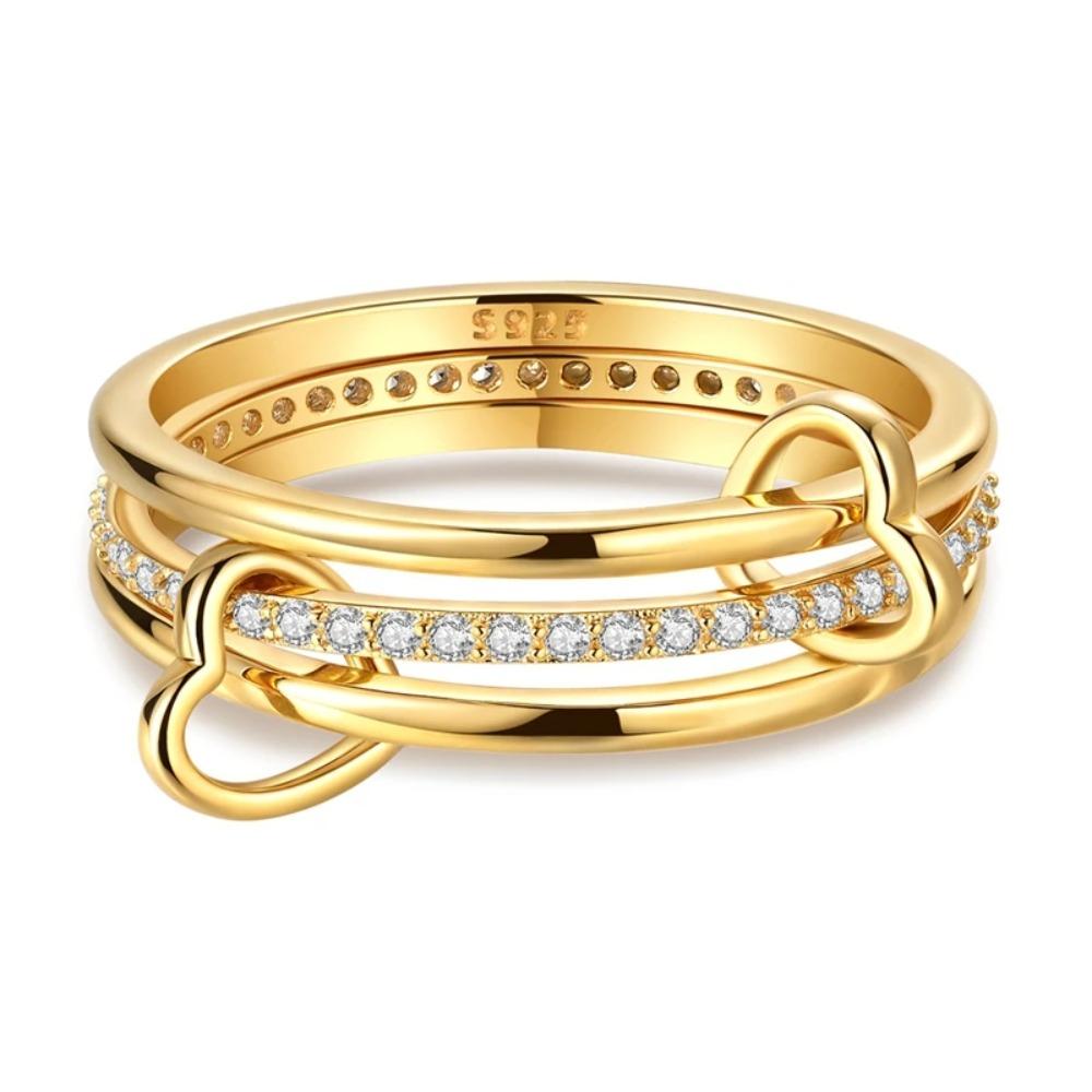 925 Silver Shine Zircon Ring Original Stone Multi Layer Wide Rings For Women Fine Jewelry Wedding Party Gift