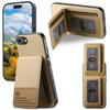 For iPhone 16e Case Cloth Texture Leather+PC+TPU RFID Blocking Phone Cover with Card Holder