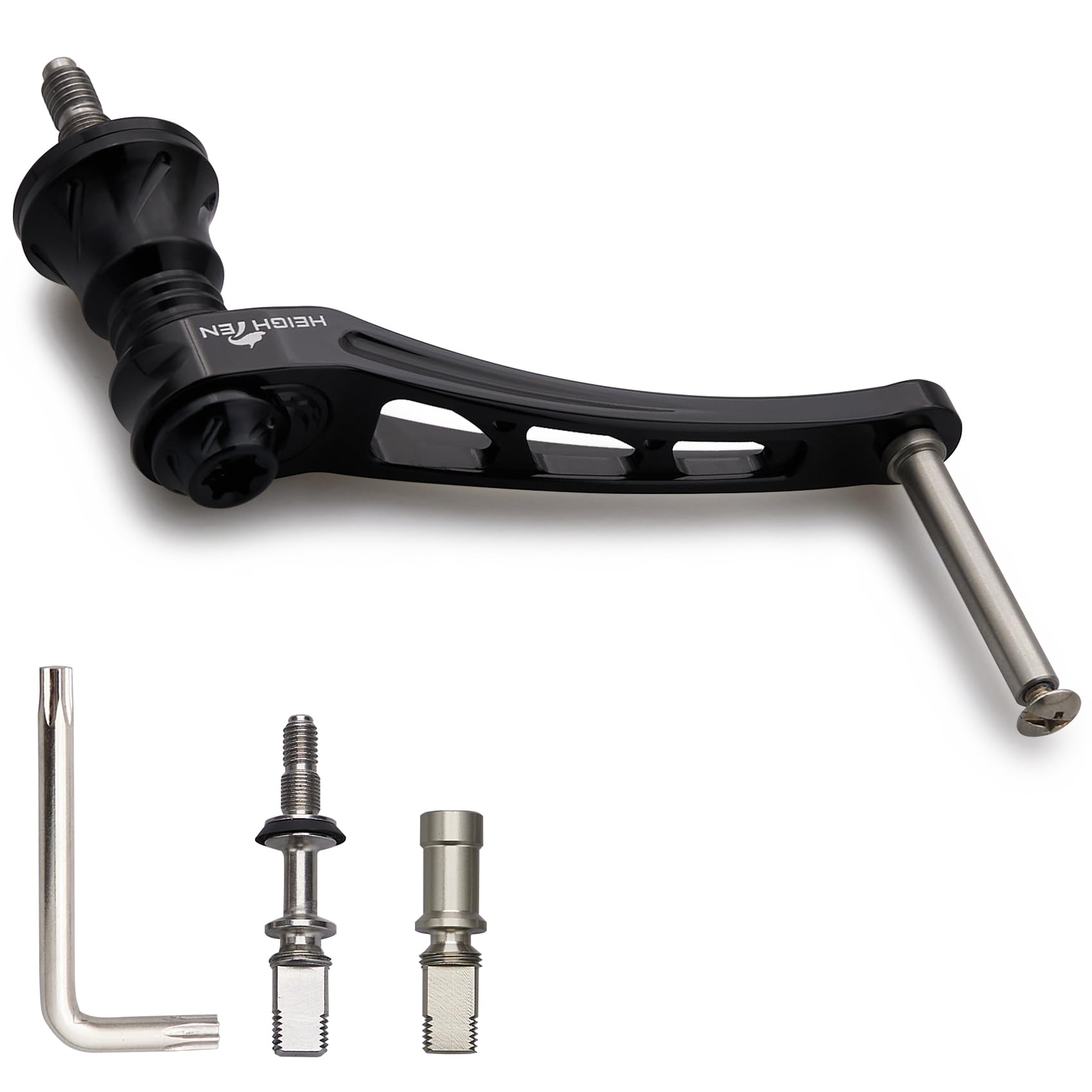 

HEIGHTEN 55-60mm Adjustable Reel Handle (No Knob) for Daiwa and Shimano Arch Series Spinning Reels (Universal Type - Black) (969)