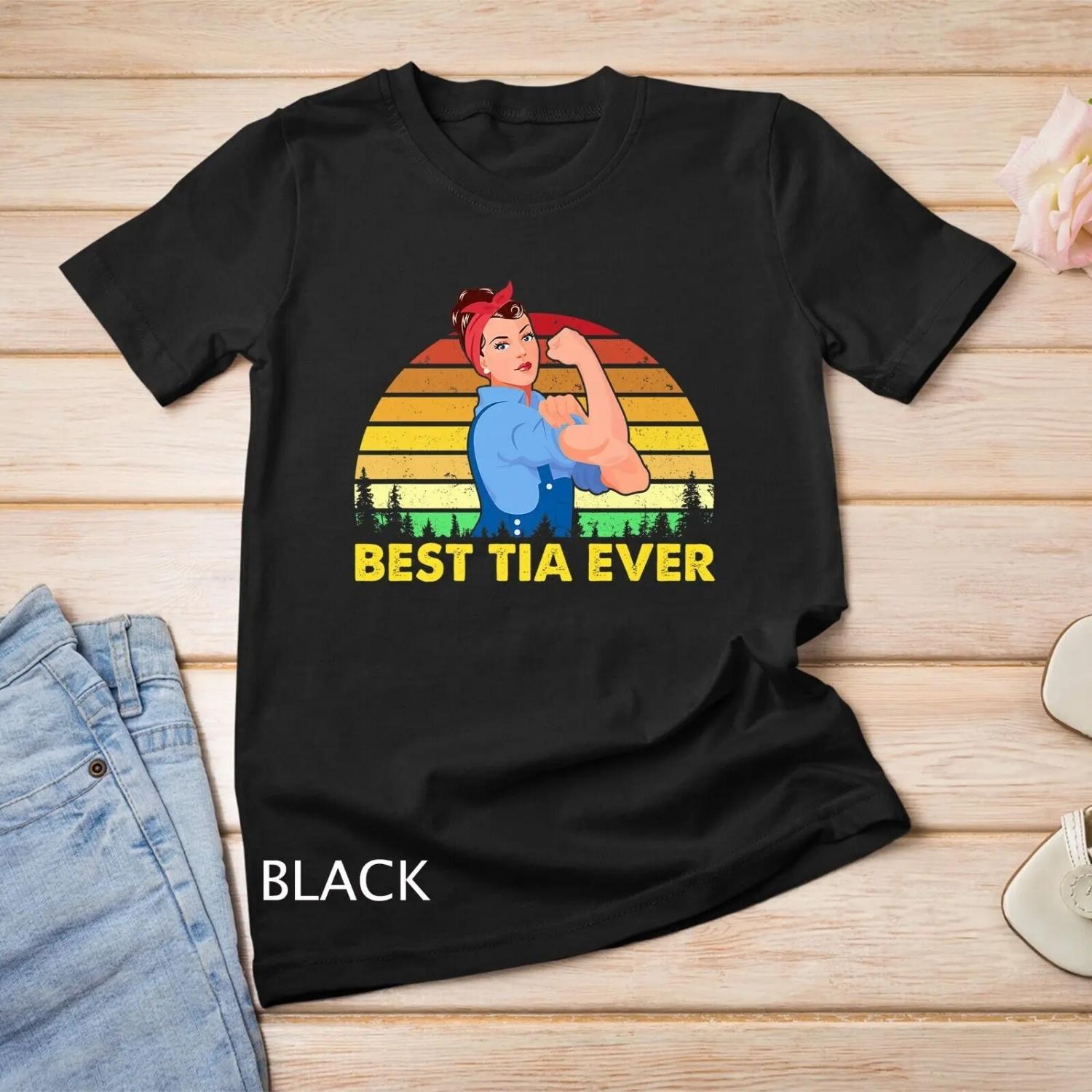 Vintage Retro Best Tia Ever Mother Day T Shirt S